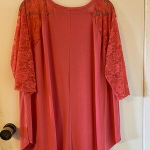 Zenana Outfitters Coral Lace Sleeve Blouse